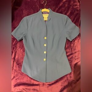 Jessica Howard purple 100% polyester shell button down blouse.